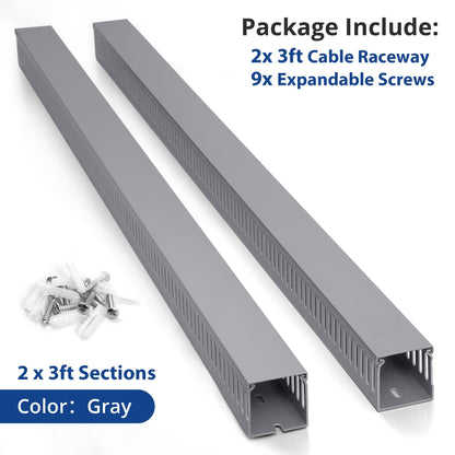 ZhiYo 2"H x 2"W Cable Raceway, 6ft Under Desk Wire Management Channel, Grey