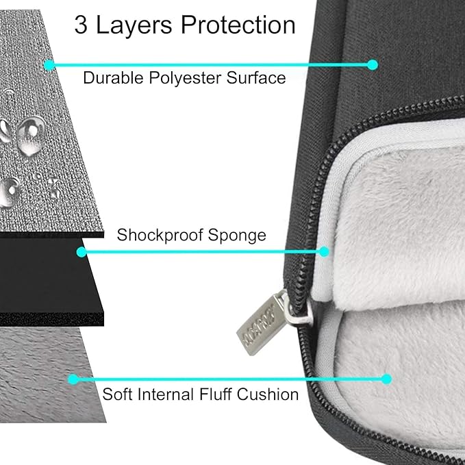MOSISO Laptop Case 12.3 inch, 11.6-12.3 inch Laptop Sleeve Compatible with MacBook Air 11.6, Acer HP Dell Lenovo Samsung, Surface Pro, Polyester Vertical Computer Sleeve Bag with Pocket, Black