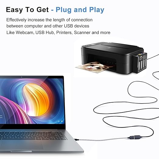 OKRAY USB Extension Cable 10FT, 2-Pack Nylon Braided USB 2.0 Extender Cord Type A Male to A Female Extension Cable with Gold-Plated Connector for USB Flash Drive/Hard Drive, Keyboard, Printer, Webcam