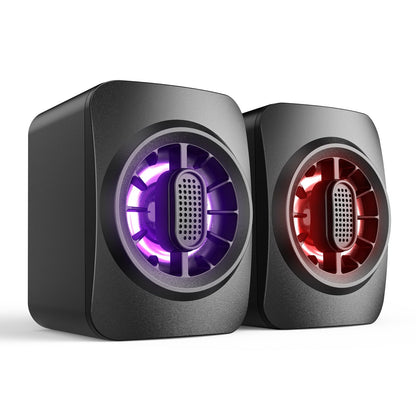 OFFSIR Computer Speakers,RGB PC Speakers, USB Powered 3.5mm Aux Speaker for Desktop, PC, Laptop, Tablet - Small Computer Speakers | Clear Sound & 7-Color Dynamic Lighting