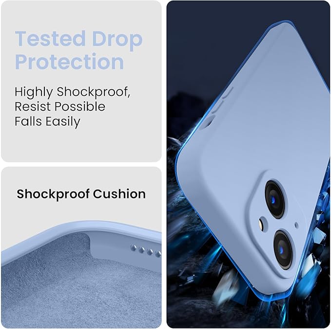 FireNova Designed for iPhone 15 Plus Case, Silicone [Camera Protection] Case with [2 Screen Protectors], Soft Anti-Scratch Microfiber Lining Inside, 6.7 inch, Light Blue