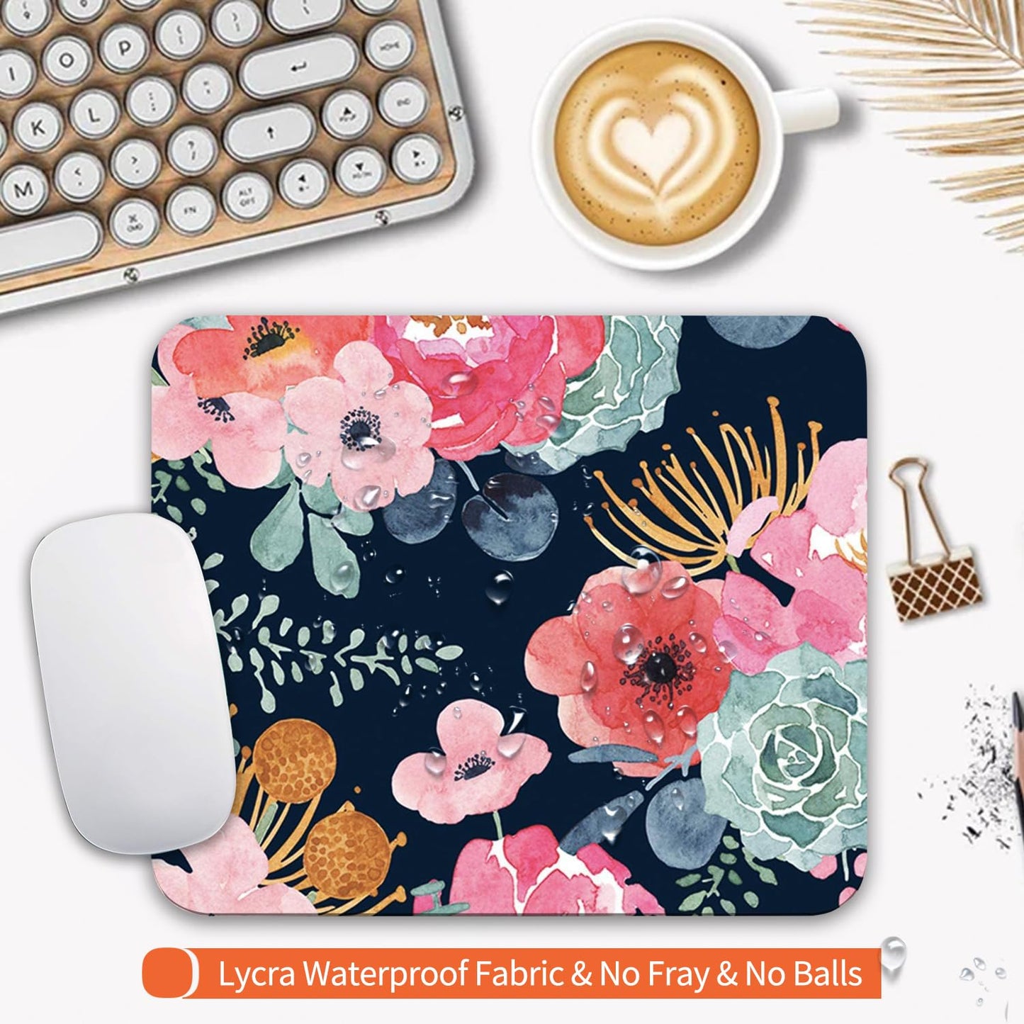 Armanza Square Mouse Pad Pink Flower, Personalized Premium-Textured Custom Mouse Mat Design, Washable Mousepad Cloth, Non-Slip Rubber Base Computer Mouse Pads for Wireless Mouse