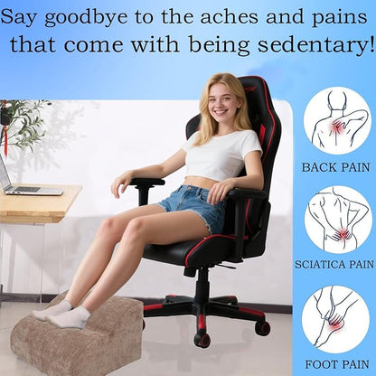 Foot Rest for Under Desk at Work.Multifunctional 3-Tier Foot Stool,with Washable Footrest.for Under Desk,Office Chair Gaming Chair & Sofa,Leg Elevation Pillow,Supports Posture-Brown