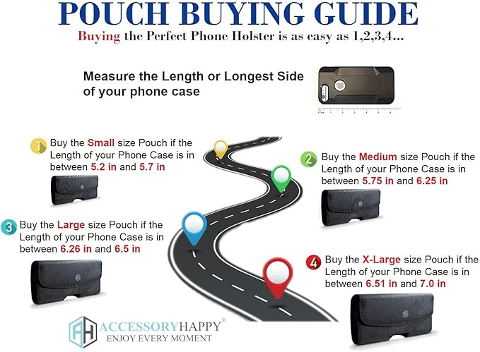 AH Military Grade Horizontal Cell Phone Pouch Clip Cell Phone Holder for Belt Loop for iPhone 13 Max 12 Pro Max 14 Max 14 Max Plus, S20 Plus Nylon Phone Carrier Holster Fits Cell Phone (Large)