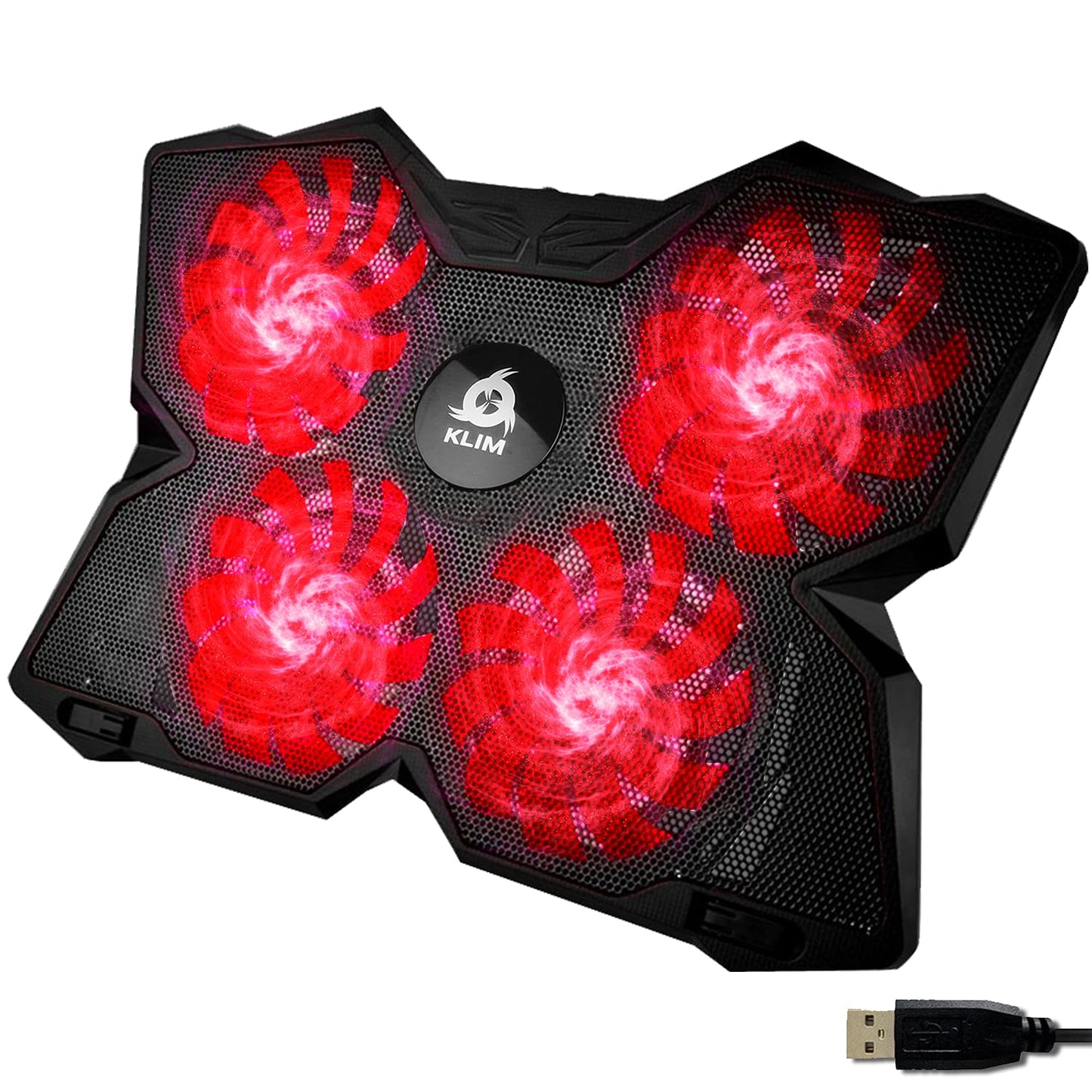 KLIM Wind Laptop Cooling Pad - Support 11 to 17 Inch Laptops, PS4-4 Fans - Light, Quiet, Powerful Cooling - Gamer USB Slim Portable Laptop Stand - NEW 2021 Version - Black