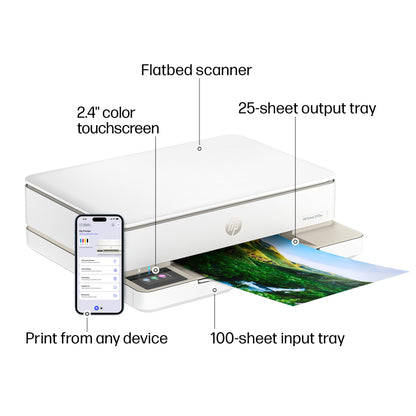 HP Envy 6155e Wireless All-in-One Color Inkjet Printer, Portobello, Print, scan, copy, Duplex printing Best-for-home, 3 month Instant Ink trial included, AI-enabled (714L5A)