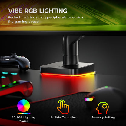 ARES WING Ultrawide Monitor arm with RGB for 17-49 Inch Screen, Black