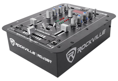 Rockville RDJ3BT 2 Channel DJ Mixer with USB, Bluetooth, Talkover, 4 Line Inputs