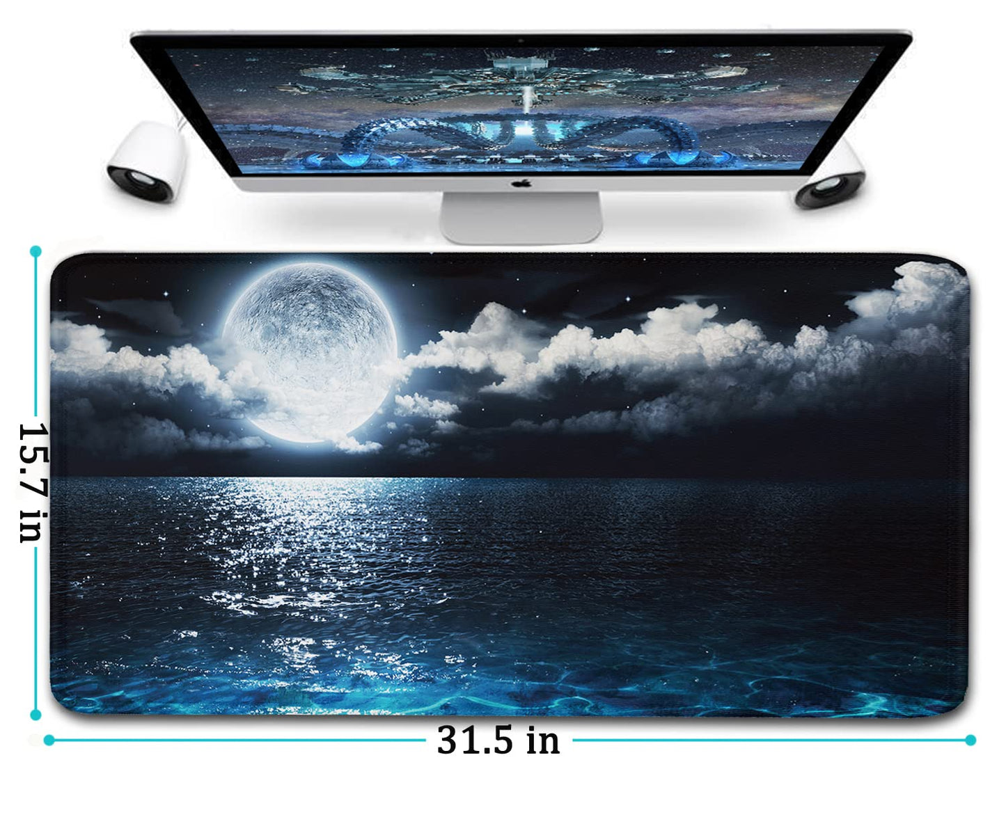 Naukay Large Mouse Pad, 31.5x15.7 inch Large Extended Computer Keyboard Mouse Mat, Water Resist Non-Slip Mousepad Rubber Base Long XXL Gaming Mouse Pad for Work & Gaming, Office & Home