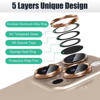 AGVEE 16 Pro & Max 3+3 6 Pack for iPhone 13 6.1" / 13 Mini 5.4" Camera Lens Protector, Bling Diamond & Bling Glitter Metal Ring 9H Tempered HD Glass Camera Cover Film, Glitter-Desert