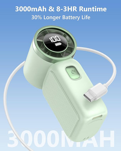 Portable Handheld Mini Fan, 6 Gear Wind, Hand Small Travel Personal Held Fans, Rechargeable Turbo Fan, Gifts for Women Men, for Camping Vacation Outdoor (green)