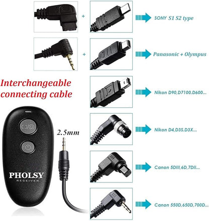 PHOLSY Wireless Shutter Camera Remote Release Control for Panasonic S5, S1H, S1R, S1M, S1, G95, G91, G90, G9, FZ1000 II, G80, G81, G85, GH5, GH6, G95, G7, GH7, GX8, G6, G5