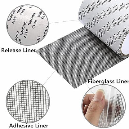 Extra Wide 4” X 197” (16.5FT) Window Screen Repair Tape Kit, Strong Adhesive Fiberglass Covering Mesh Repair Patch Tape for Window Door Tears Holes