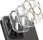 LucBuy 3PCS Sparkling Camera Lens Protector for iPhone 12 Pro Max, Full Clear Acrylic Cover with Shiny Colorful Glitter Designed Decoration Back Camera Protector