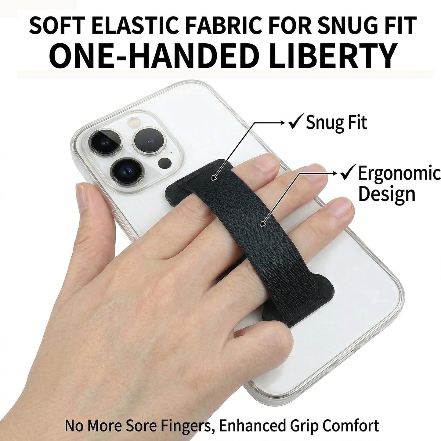 WUOJI Phone Grip Holder for Hand, Universal Finger Strap Phone Holder, Finger Selfie Grip Compatible with Most Smartphones (Gary) - 2Pack