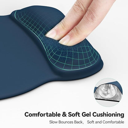 TECKNET Gel Mouse Pad with Wrist Rest, Ergonomic Office Mousepad with Wrist Support - Non-Slip & Smooth Surface Comfortable Desk Accessories Mat for Office, Gaming and Study - Navy
