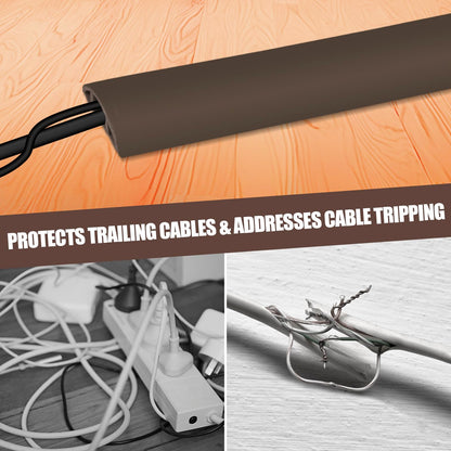 Floor Cord Cover Cable Cavity Self Adhesive Cord Hider Floor 10FT Floor Cable Management Power Cord Protector Floor Electric Cord Covers for Offices, Gym, Exhibitions (CoffeeBrown, 0.78" x 10')