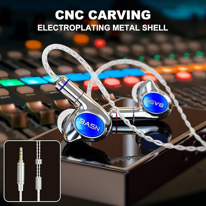 BASN Metalen 4 Drivers in-Ear Monitor Headphones, Wired Earbuds, Sapphire