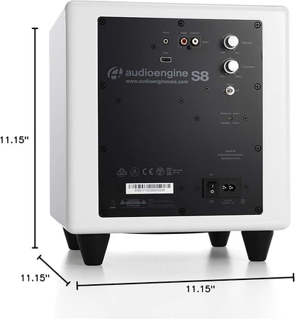 Audioengine S8 Powered Subwoofer Speaker - 250W 8-inch Home Woofer with Built-in Amplifier and Dual Audio Inputs for Home Audio