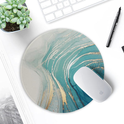 ITNRSIIET Round Mouse Pad with Stitched Edge Premium-Textured Waterproof Non-Slip Rubber Base Desktop Protection Mat Diameter 8.7 inches, Annual Ring Marbling