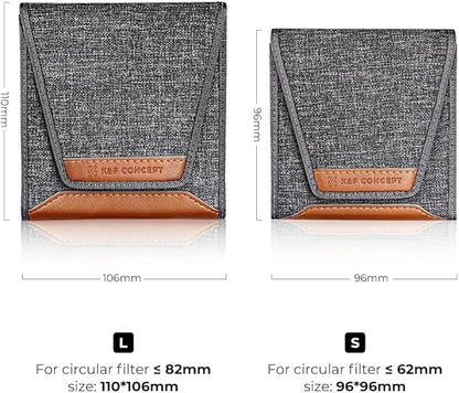 K&F Concept Lens Filter Pouch, Lens Filter Case 3 Pocket Professional Photography Filter Holder Belt Bag Pouch Water-Resistant and Dustproof for Filter Up to 82mm