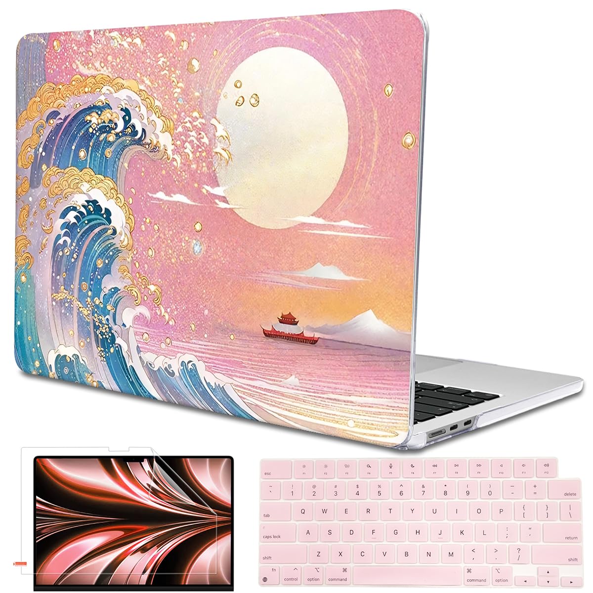 LCMOCICO for MacBook Air 13 Case M5 M4 M3 M2 2026-2022,Green Plants Flowers