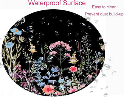 Floral Mouse Pad: Non-Slip Rubber Base & Comfortable Lycra Cloth - Cute Mouse Pad for Women, Round Waterproof for Computer, Laptop, Office, Home