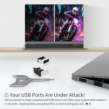 24PCS USB Metal Port Lock Blocker with 2 Keys - Secure USB-A Port Protector for PC/Laptop, Anti-Theft Data Security Lock, Dust & Moisture Proof Cover, Removable Type-A Connector Black
