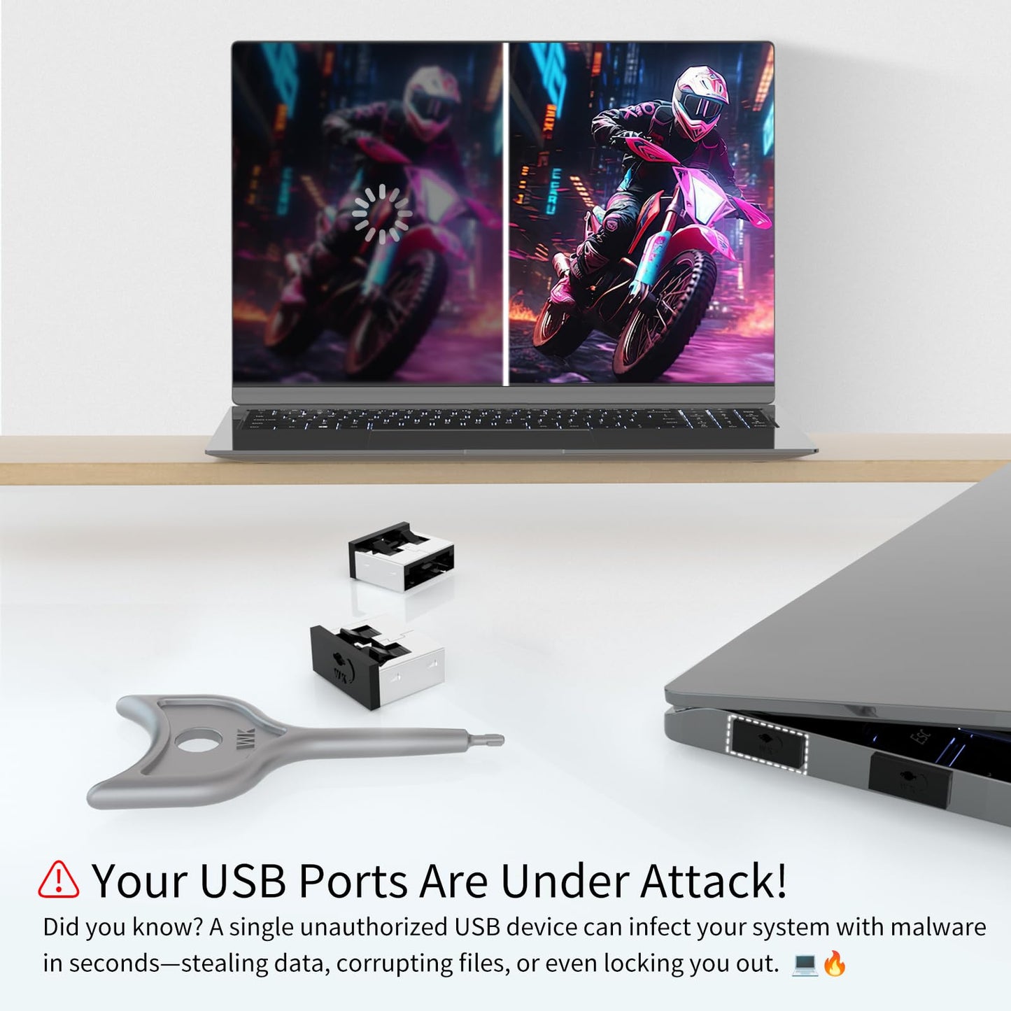24PCS USB Metal Port Lock Blocker with 2 Keys - Secure USB-A Port Protector for PC/Laptop, Anti-Theft Data Security Lock, Dust & Moisture Proof Cover, Removable Type-A Connector Black