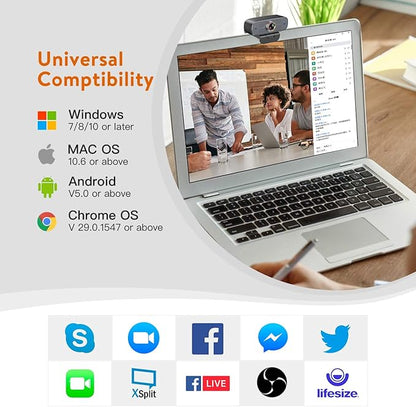 Angetube 1080P Web Camera for Computer HD Webcam with Microphone - USB PC Camera with 90-Degree Wide Angle, Plug and Play for Zoom | Skype | Teams | Streaming | Video Calling