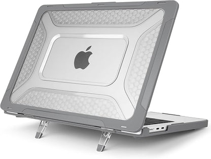 Batianda Case for New MacBook Air 13 inch 2025 M4 Chip 2024 2022 Release A3240 A3113 A2681 Model,Honeycomb Heavy Duty Protective Hard Shell with TPU Bumper Fold Kickstand & Keyboard Cover, Grey