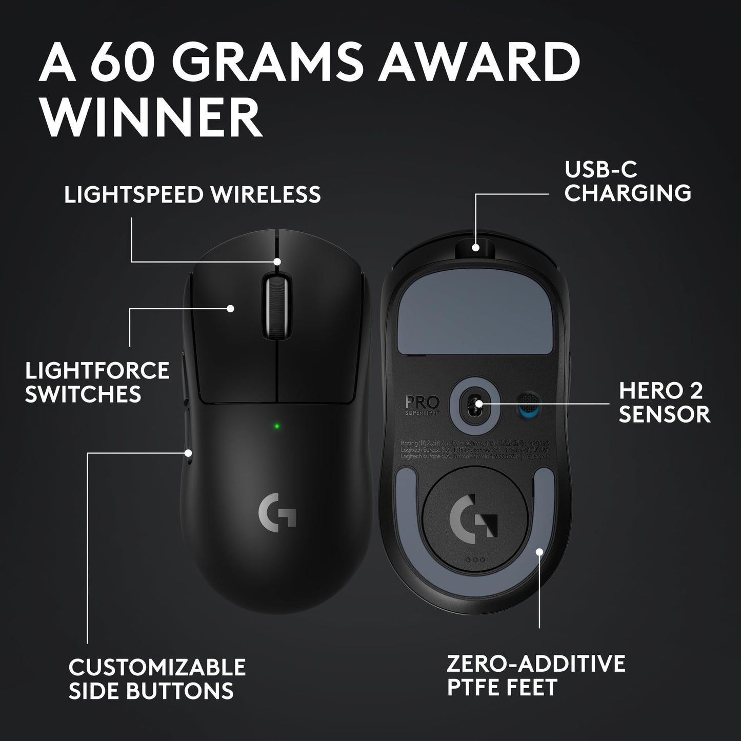 Logitech G PRO X Superlight 2 Wireless Gaming Mouse - Black