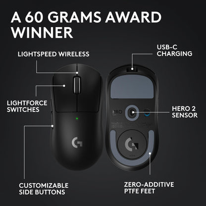 Logitech G PRO X Superlight 2 Wireless Gaming Mouse - Black