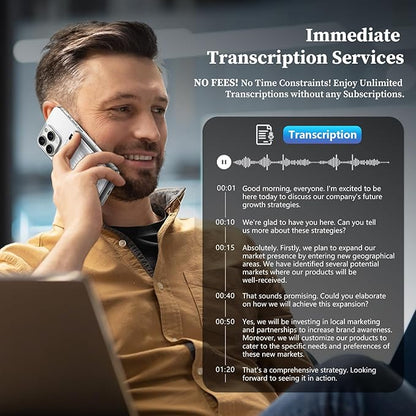 AI Voice Recorder - Voice Recorder w/No Fee for Transcribe & AI Summarize by ChatGPT, APP & Web Control, 121 Languages, 64GB Memory, Wireless Charging,Digital Voice Recorder for Meetings/Calls Silver