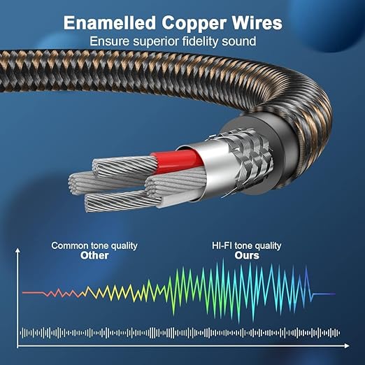 EMK RCA Splitter 2 Male to Female Extension Cable Dual Shielding Gold Plated Nylon Braided RCA Splitter 1 Female to 2 Male Cord Adapter 1ft/30CM