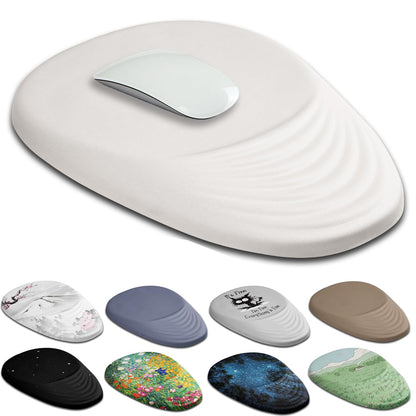 Armanza Ergonomic Mouse Pad Wrist Support, White Mouse Pad with Wrist Rest, Entire Memory Foam & Non-Slip PU Base MousePads with Massage Design for Pain Relief, Desk, Office, 12" x 8" x 1.2" Inch