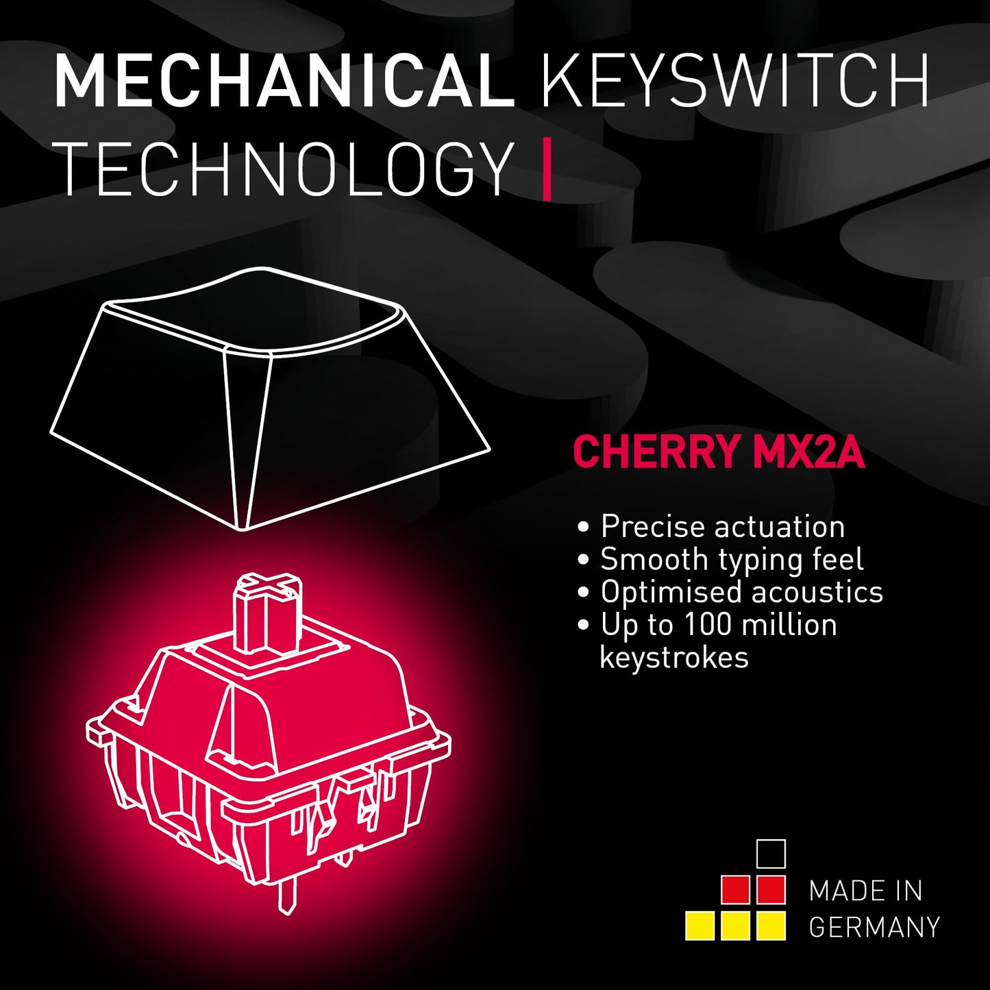 Cherry MX 3.0S Wired Mechanical Gaming Keyboard MX2A Silent RED Switches