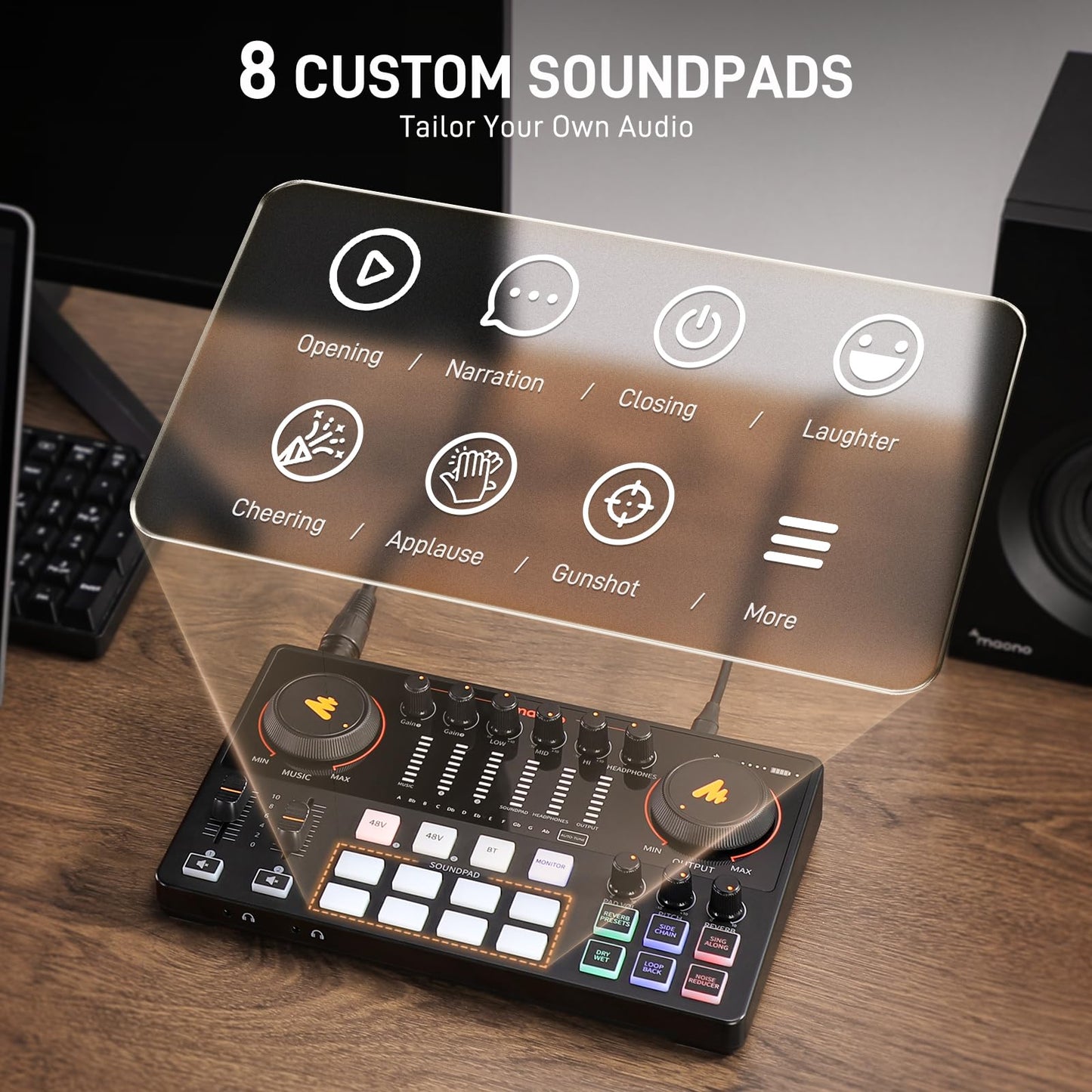 MAONO E2 Gen2B Podcast Equipment Bundle for 2, Dual XLR Condenser Mic Mixer