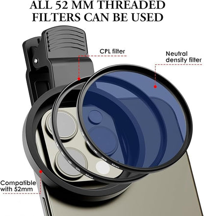 Clip - on Phone Polarizer Lens, Anti - Glare Polarizing Filter for Smartphone Cameras, Universal Clip Design with Cleaning Kit, Enhance Color & Reduce Reflections for Outdoor/Glass Photography