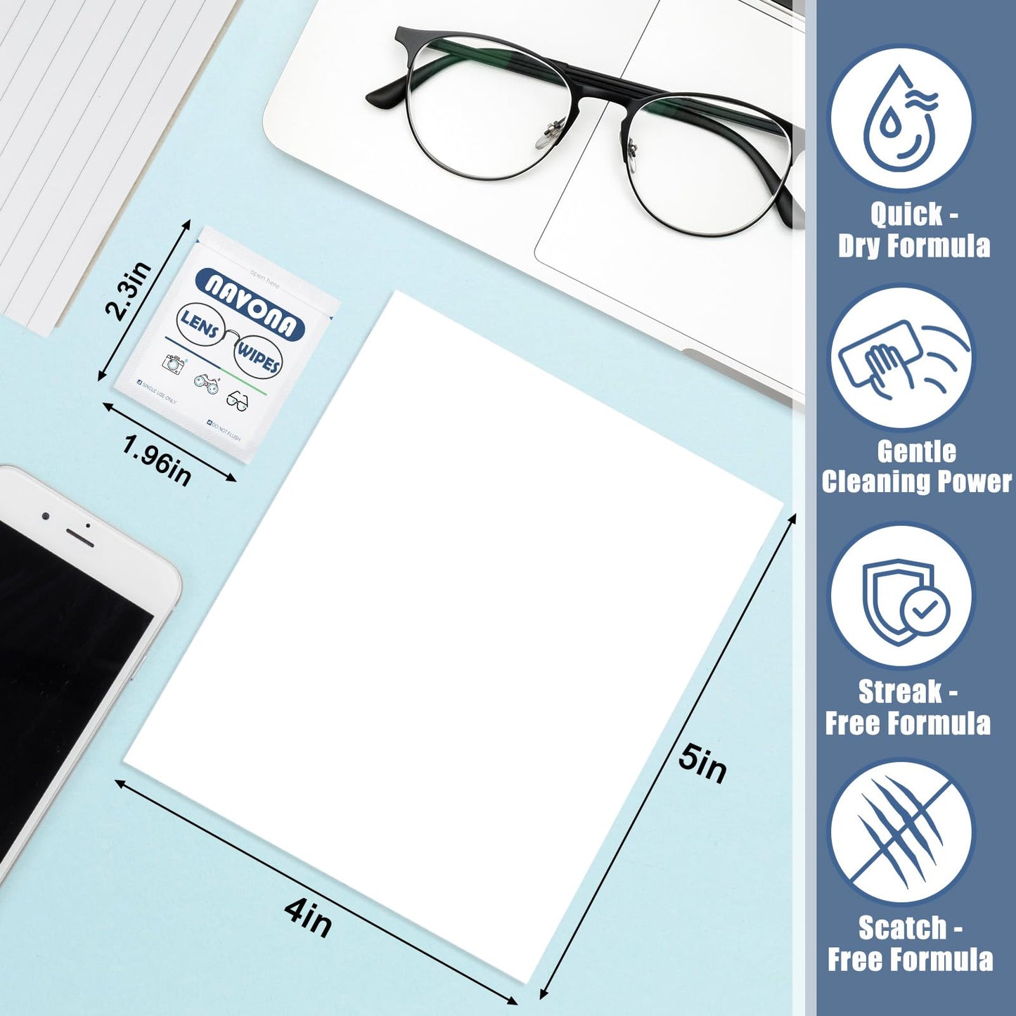 1000 Count Lens Wipes for Eyeglasses – Pre-Moistened, Individually Wrapped Eyeglass Cleaning Wipes – Scratch-Free, Streak-Free Glasses Cleaner Wipes for Sunglasses & Camera Lens – Bulk Pack