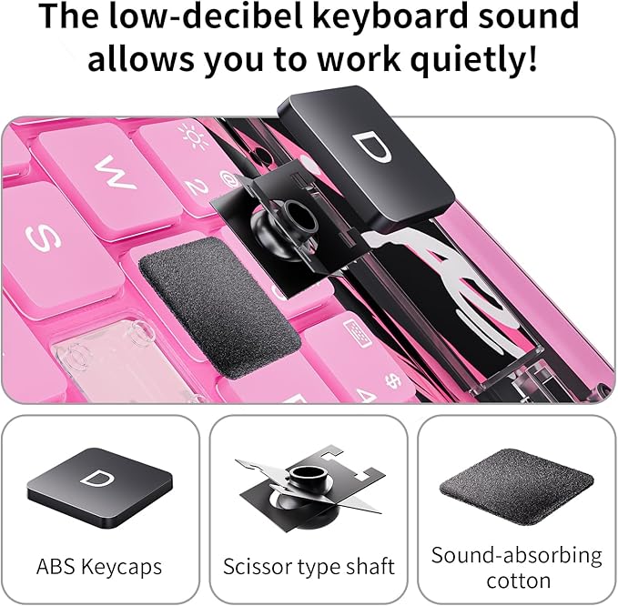 iPad Keyboard Case for 2024 M4 iPad Pro 11 inch, Magic Wireless Keyboard with Trackpad 7 Color Backlit, 360° Rotating Stand Transparent Protective Cover with Pencil Holder (Pink)