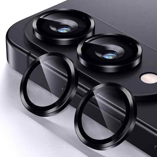 Korecase for Samsung Galaxy S25 Edge Camera Lens Protector, 9H Tempered Glass Anti Scratch Camera Screen Protector Film Shcokproof Metal Ring Lens Protector for Galaxy S25 Edge,Black