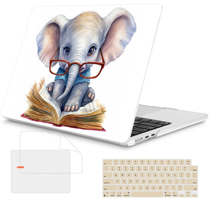 Mektron Case for 2026 MacBook Air 15 INCH M5 A3448 Compatible with M4 A3241 /M3 A3114 /M2 A2941 Printed Plastic Hard Shell Cover with 15.3" Liquid Retina Display Touch ID- Cute Elephant C341