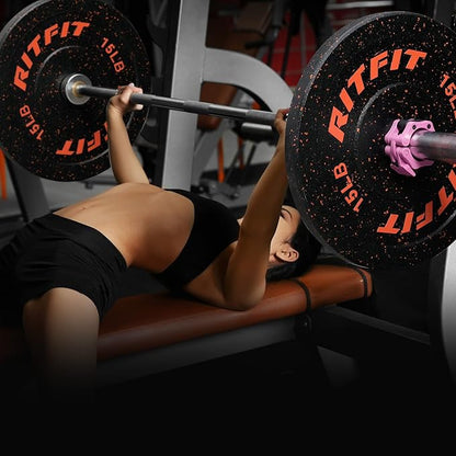RitFit Bumper Plates, Colored Fleck-Rubber Weight Plates with Steel Insert, 2-inch Olympic Weight Plates for Weight Lifting and Strength Training, 170LB set