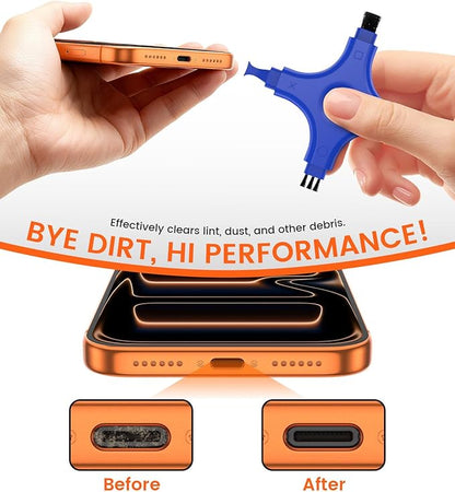 Port Cleaner for iPhone, CODOGOY Charging Port Cleaning Kit with Brushes for Lightning Port & USB-C Phones, Earbuds - Blue