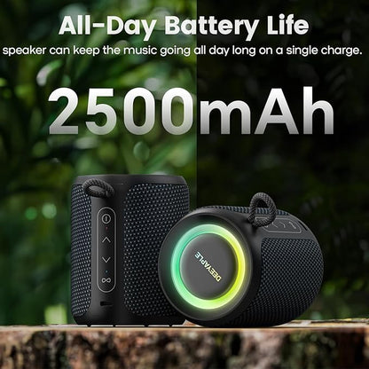 Bluetooth Speaker Wireless,IP67 Waterproof & Dustproof Portable Speaker with Lights,15W Loud Stereo Sound, 2500mAh Battery All Day Playtime, TWS Pairing, BT5.3, Home/Party/Outdoor/Beach (Blue Black)