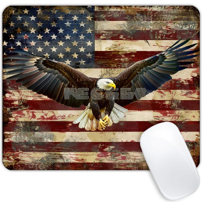 Square Mouse Pad Eagle and National Flag-1,Gaming Mouse Pads for Desk,Soft Computer Waterproof Non-Slip Mouse Mat