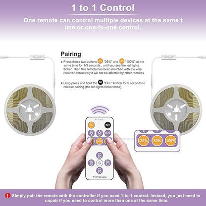 MIWISE RF Remote Dimmer for Single Color LED Strip Lights,13-Key Wireless Remote and in-line Controller DC 12-24V for 3528/2835/5050/COB LED Tape Lights,Timer Function/One-to-Many Control