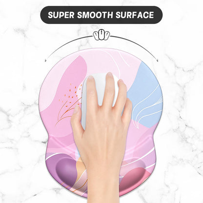 ITNRSIIET Ergonomic Mouse Pad with Gel Wrist Support Small Wrist Rest Smooth Surface Non-Slip PU Base Comfortable Office Supplies Pain Relief, 8.7 x 7.2 inches, Art Style Pattern