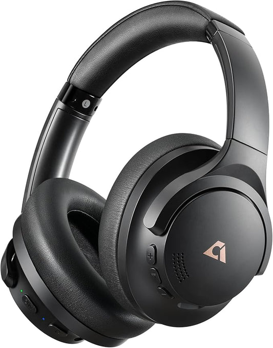 1Mii Y8 Active Noise Cancelling Headphones, Wireless Headphones Over Ear Bluetooth 5.3, LDAC Hi-Res Audio,75H Playtime with Transparent Mode for Work/Travel/Home/Office-Black